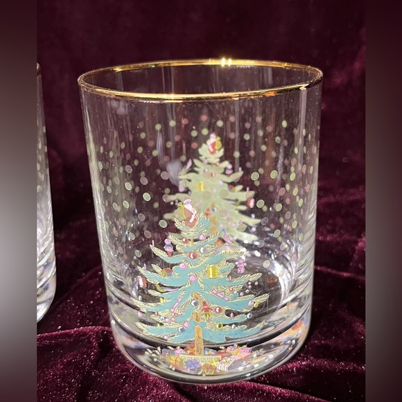 NEW Spode x 2 Double Old Fashioned Christmas Tree Gold Rim Replacement Glasses - Picture 3 of 7
